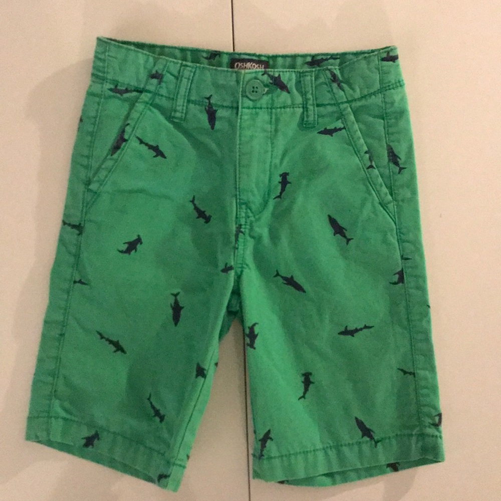 Boys green and navy shark shorts